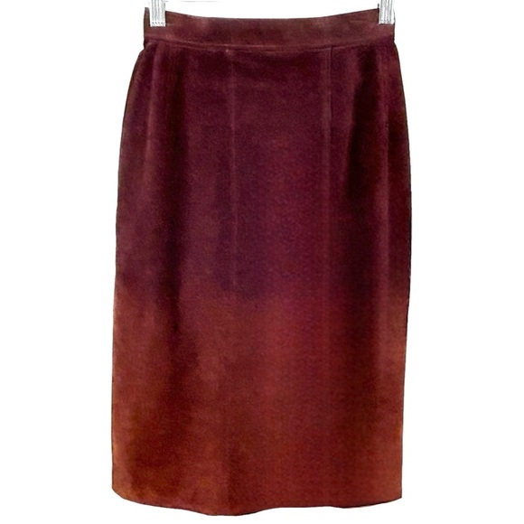 CHANEL Dresses & Skirts - CHANEL Vintage Burgundy Suede Skirt